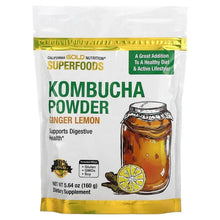 Kombucha powder pouch, Ginger Lemon flavor with jar and lemon graphics