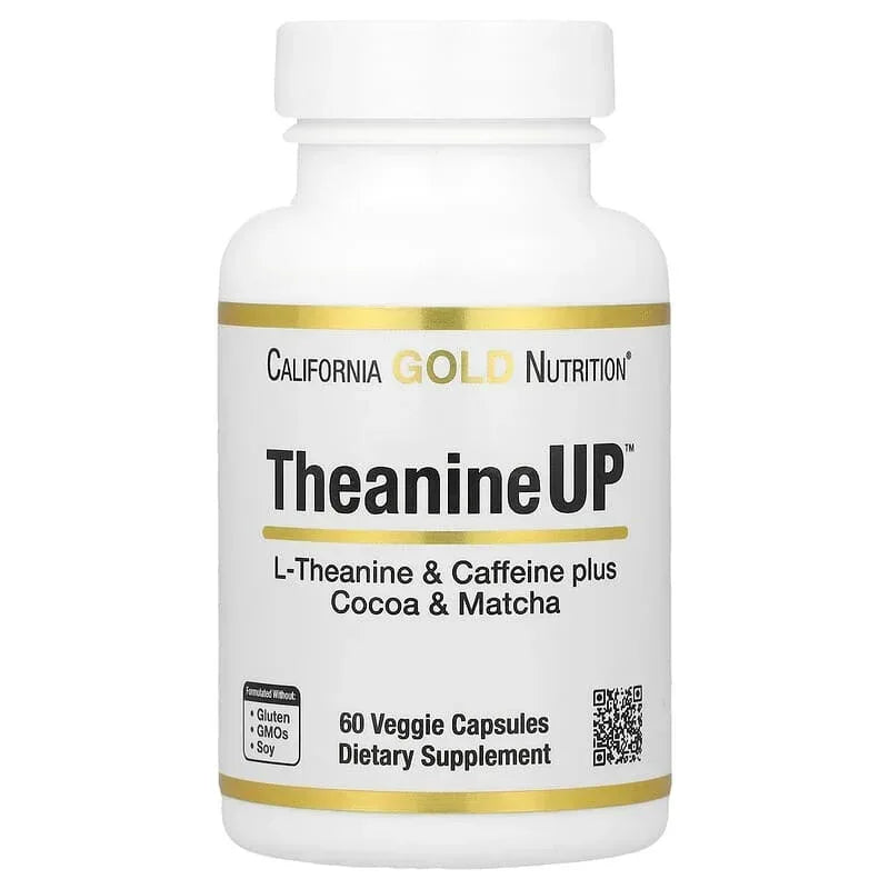 California Gold Nutrition, TheanineUP™, L-Theanine & Caffeine Plus Cocoa, and Matcha, 60 Veggie Capsules