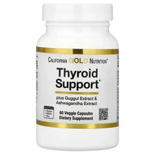 California Gold Nutrition Thyroid Support supplement bottle, 60 veggie capsules, white bottle