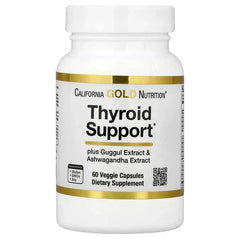 California Gold Nutrition, Thyroid Support with Guggul, Ashwagandha, Bacopa and Green Tea Extracts, 60 Veggie Capsules
