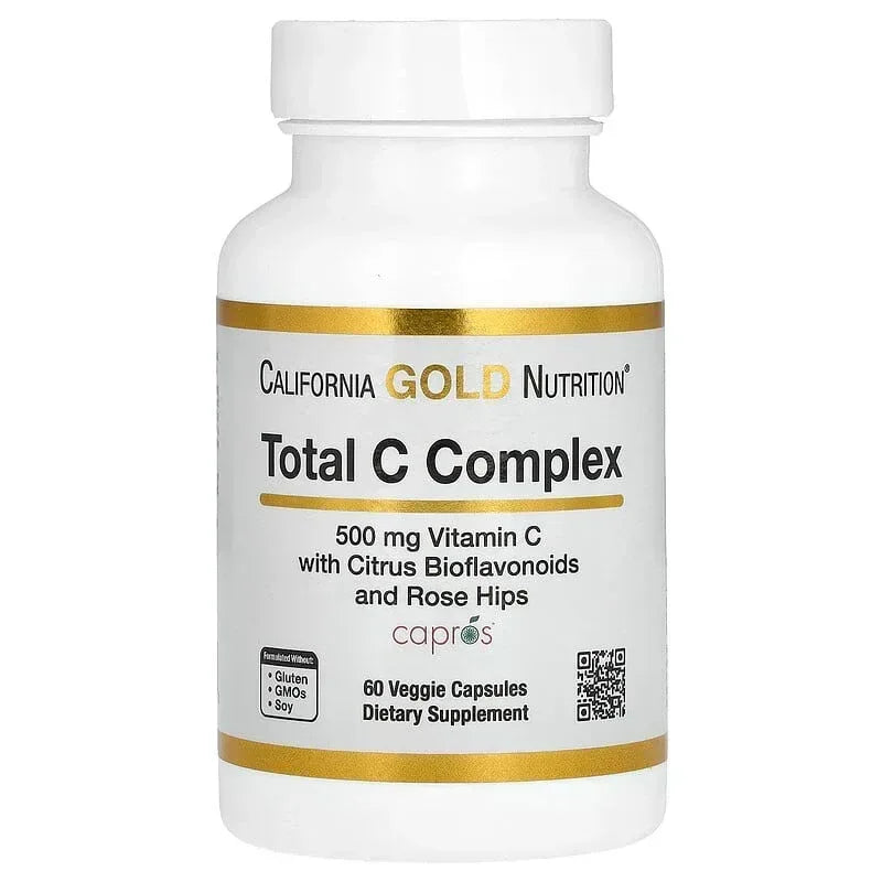 California Gold Nutrition, Total C Complex with Ascorbic Acid, Amla Extract, Citrus Bioflavonoids & Rose Hip Extract, 500 mg, 60 Veggie Capsules