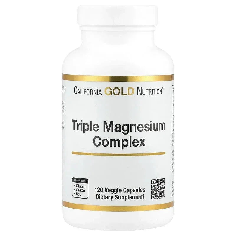 California Gold Nutrition, Triple Magnesium Complex, Malate, Citrate & Bisglycinate Chelate, 120 Veggie Capsules (105 mg per Capsule) - USA MEGA SHOP