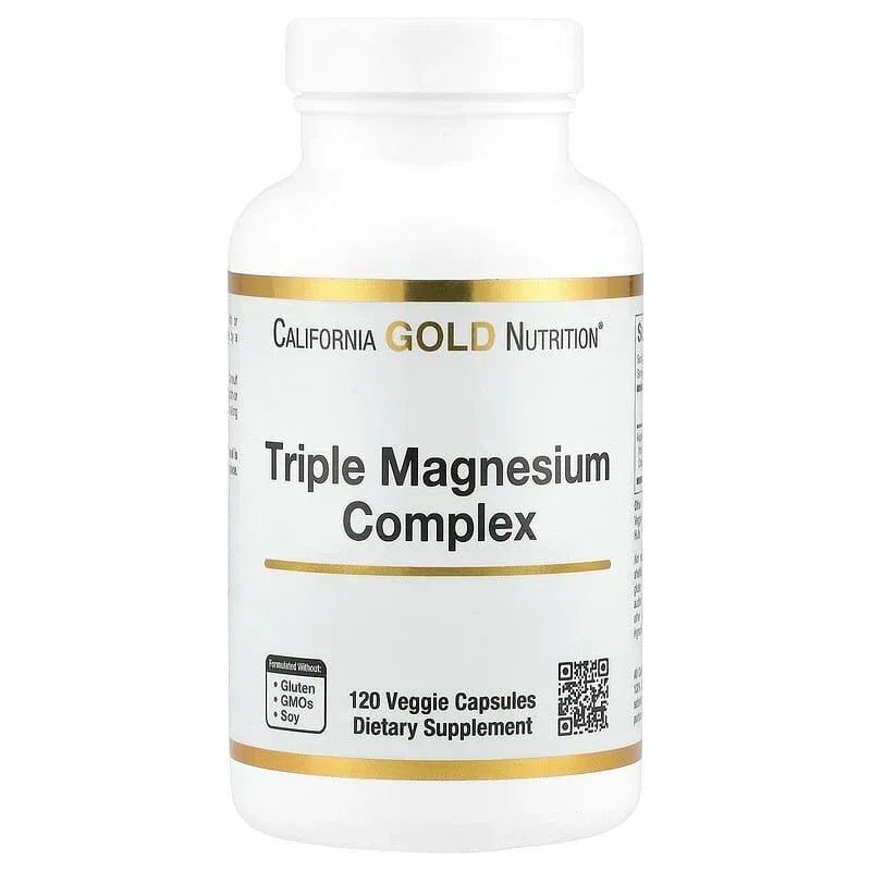 California Gold Nutrition, Triple Magnesium Complex, Malate, Citrate & Bisglycinate Chelate, 120 Veggie Capsules (105 mg per Capsule)