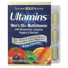 Men's multivitamin supplement pack with CoQ10, mushrooms, veggies & berries, 60 veggie capsules