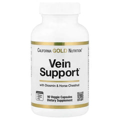 California Gold Nutrition, Vein Support with Diosmin, Butcher's Broom, Horse Chestnut, Bioflavonoids and Enzymes, 90 Veggie Capsules