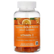 Vitamin C gummy supplement bottle with orange front label