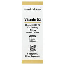 Vitamin D3 supplement box, 50 mcg (2,000 IU) citrus flavor, 1 fl oz