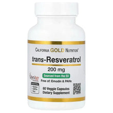 California Gold Nutrition trans-Resveratrol bottle, 200 mg, 60 veggie capsules