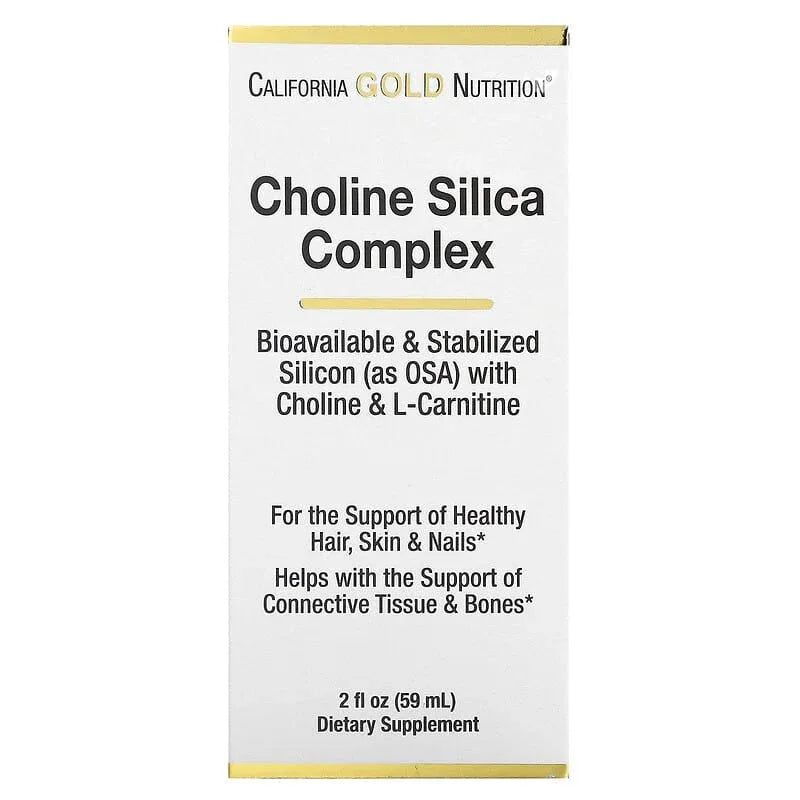 California Gold Nutrition, Choline Silica Complex, Bioavailable & Stabilized Silicon with Choline & L-Carnitine, 1 fl oz (30 ml) - USA MEGA SHOP