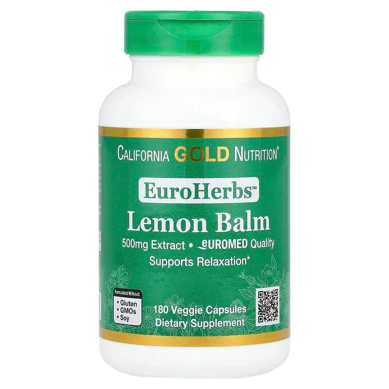 California Gold Nutrition, EuroHerbsâ„¢, Lemon Balm Extract, Euromed Quality, 500 mg - USA MEGA SHOP