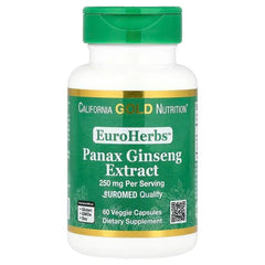 California Gold Nutrition, EuroHerbs™, Panax Ginseng Extract, Euromed Quality, 250 mg, 60 Veggie Capsules