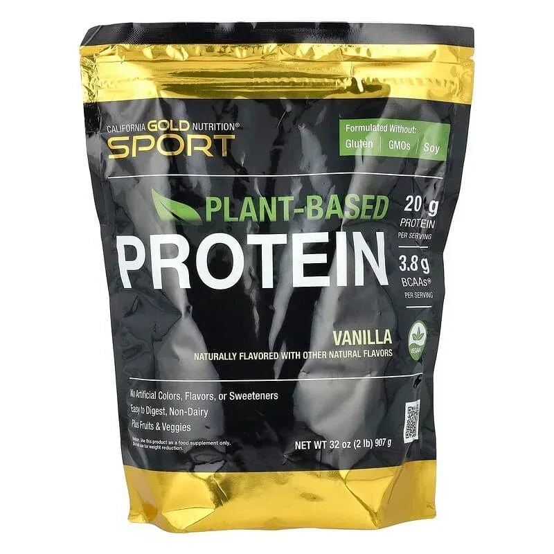 California Gold Nutrition, Sport, Plant-Based Protein with Organic Brown Rice Protein Concentrate, Flaxseed, Chia Seed, 2 lb (907 g)
