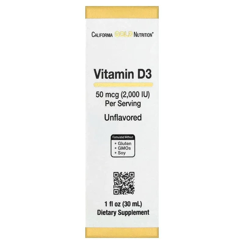 California Gold Nutrition, Vitamin D3, 50 mcg (2,000 IU), 1 fl oz (30 ml)