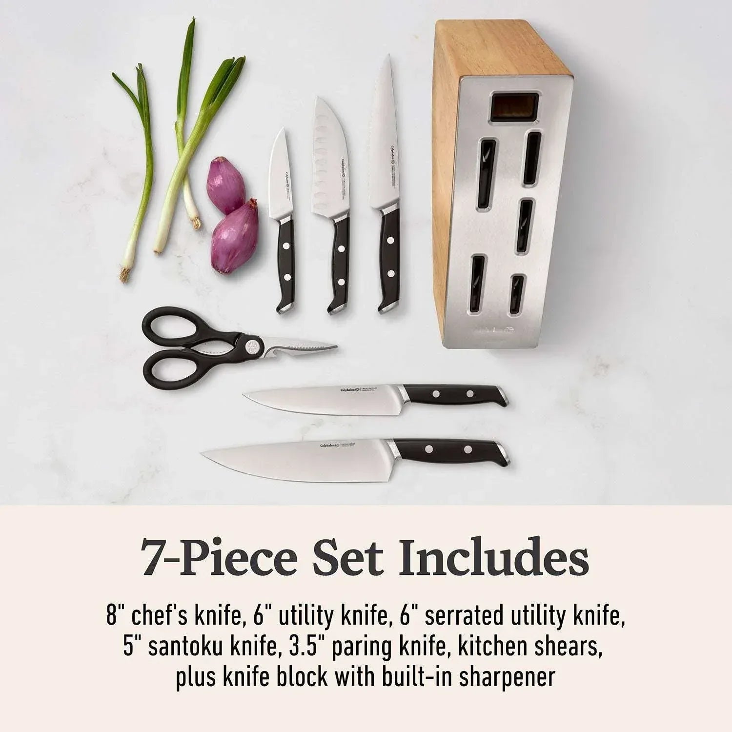 Calphalon Premier 7-Piece Knife Set with SharpIN EdgeTech - USA MEGA SHOP