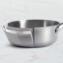 Triply stainless steel sauté pan with long handle and helper handle