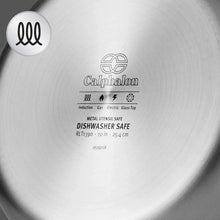 Triply stainless steel pan with Calphalon branding and dishwasher-safe markings