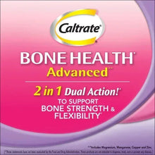 Bone Health Advanced 2 in 1 dual action label on supplement bottle