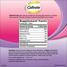 Supplement Facts for calcium plus D3, magnesium, zinc, copper & manganese
