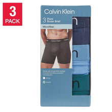 Calvin Klein 3-pack boxer brief box showing dark, blue, and teal colors