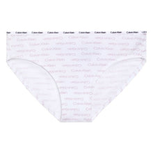 Calvin Klein youth bikini underwear in light gray with repeating logo print