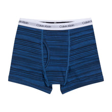 Blue striped boys boxer brief with Calvin Klein logo waistband