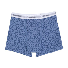 Light blue patterned boys boxer brief with repeating CK logo