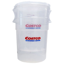Cambro clear 22-qt plastic bucket with snap-on lid and Costco Business Center logos