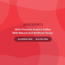 Coffee ingredients graphic: 100% premium arabica with natural and artificial flavors