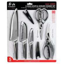Cangshan Max Series 5-piece knife and shears set package with included accessories