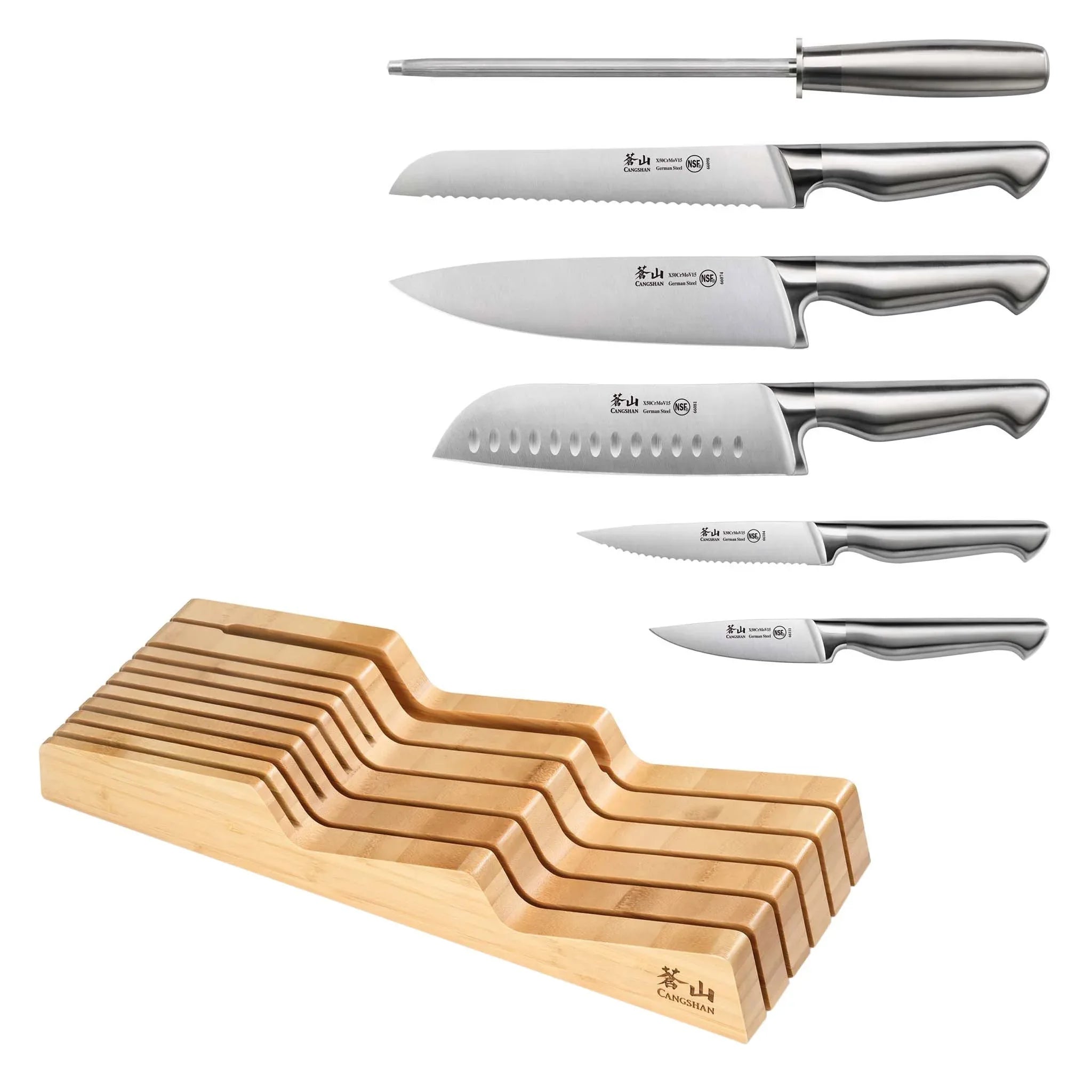 Cangshan Sanford Series 7-piece German Steel In-Drawer Knife Set - USA MEGA SHOP