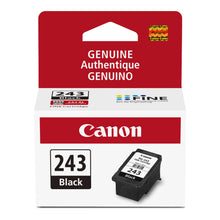 Black PG-243 ink cartridge in Canon retail box with cartridge view