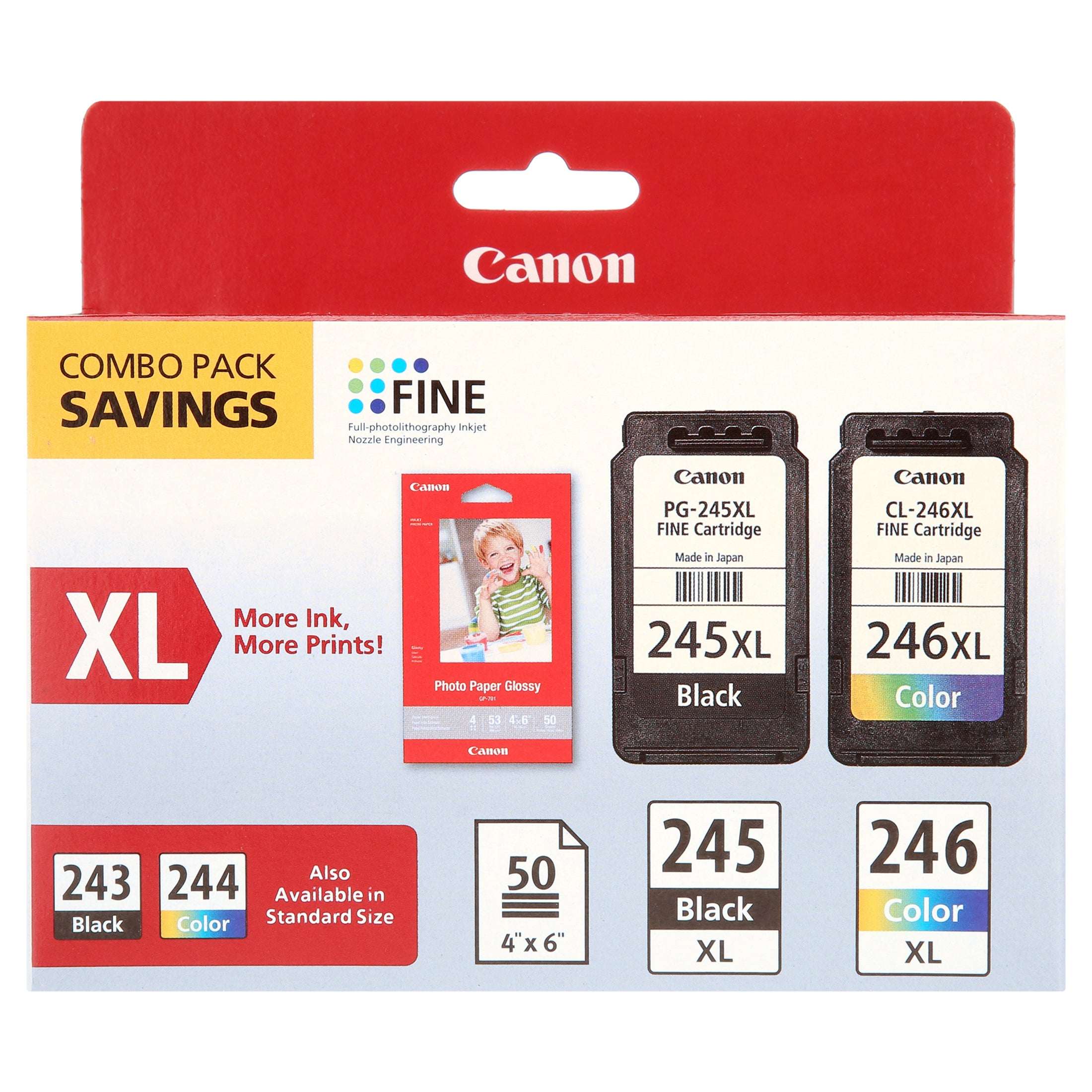 Canon PG-245XL/CL-246XL Printer Ink Cartridge Combo Pack, Black/Tri-Color, 2 Count