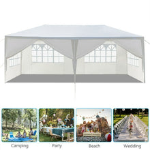 White pop up canopy tent with window sidewalls and open front section