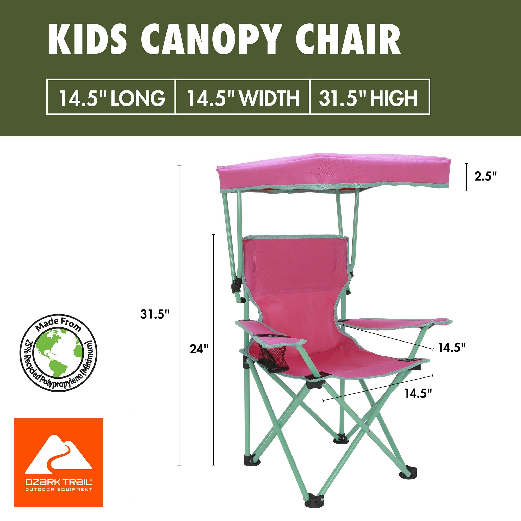 Ozark Trail Kids Canopy Chair with Safety Lock (125 lb. Capacity),