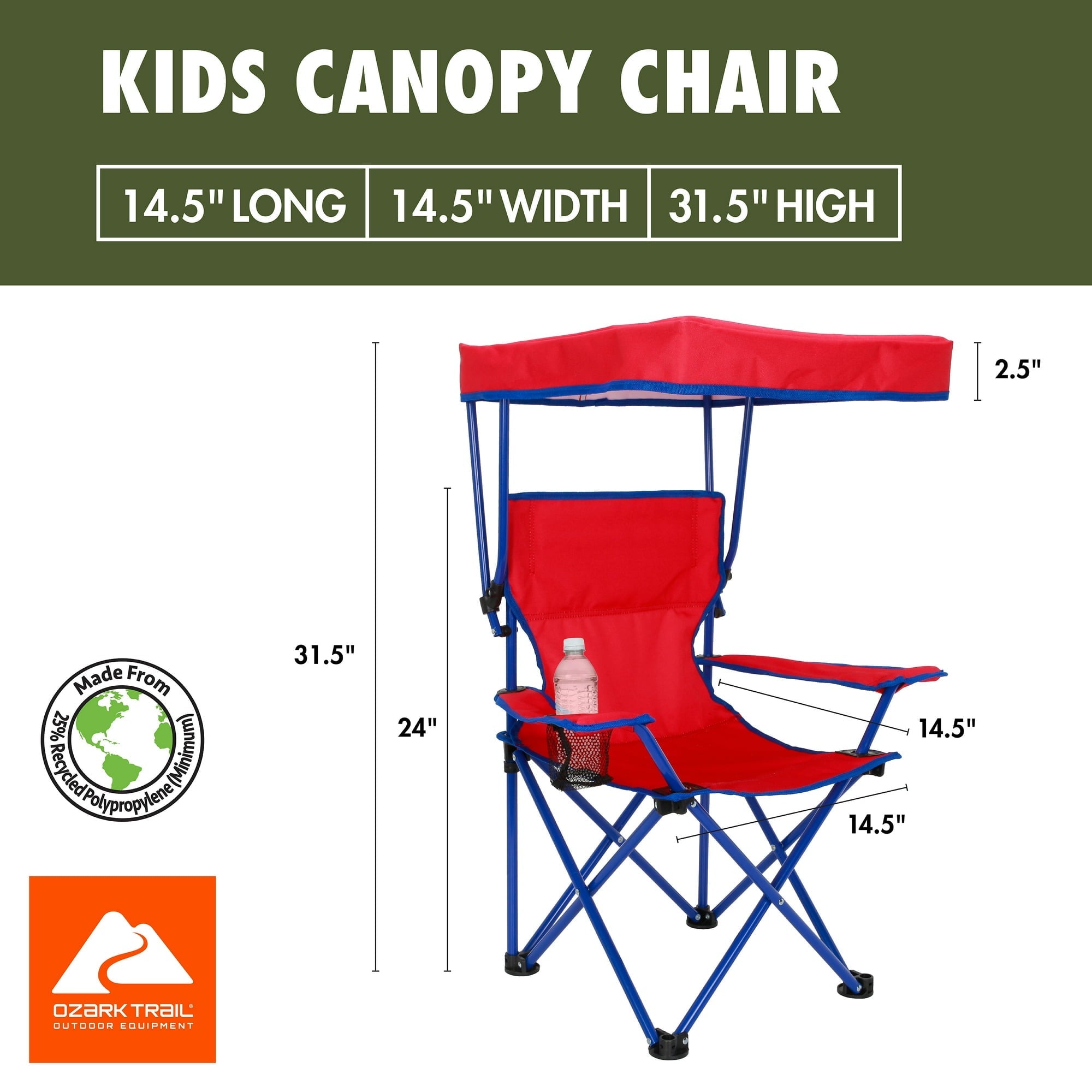 Ozark Trail Kids Canopy Chair with Safety Lock (125 lb. Capacity),