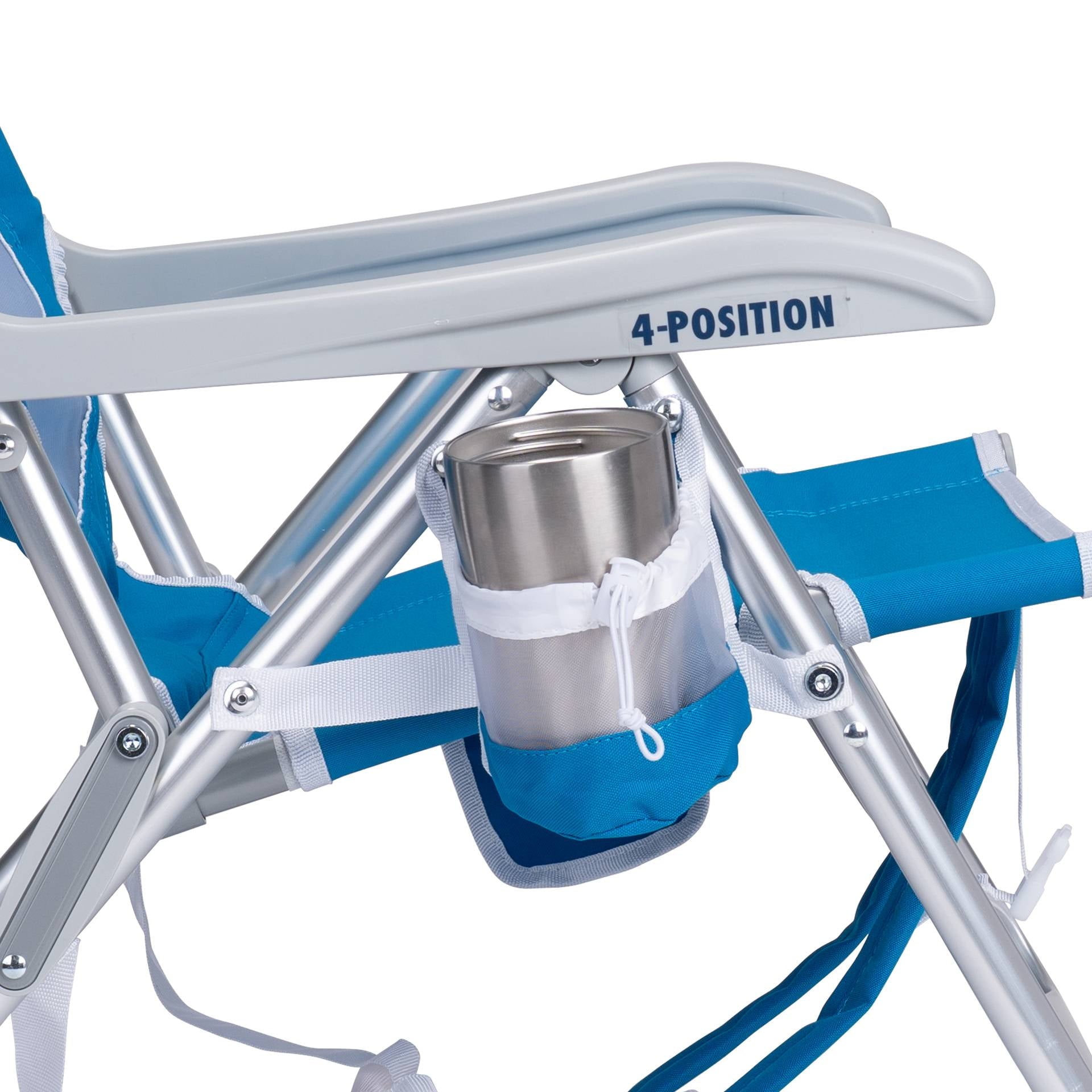 GCI Outdoor SunShade Backpack Beach Chair Reclining Low Profile Seat with Canopy, Saybrook Blue