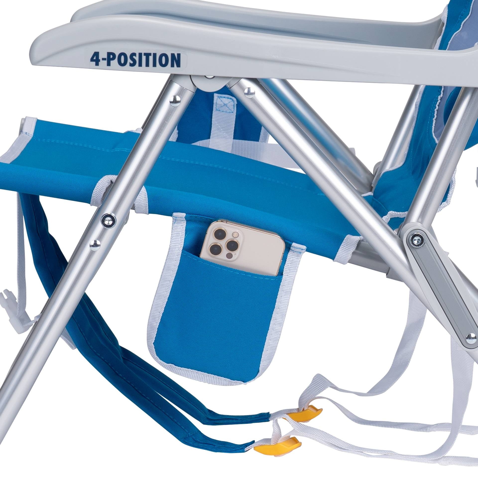 GCI Outdoor SunShade Backpack Beach Chair Reclining Low Profile Seat with Canopy, Saybrook Blue