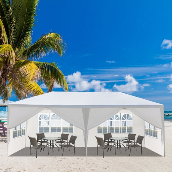 Alvantor White 10x20 ft Outdoor Pop Up Canopy Tent with 6 Removable Sidewalls,Easy-Setup Gazebo,6 Sides