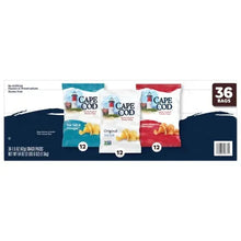 Cape Cod potato chips variety pack carton, 36 bags assortment