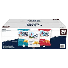 Kettle-cooked potato chips variety pack box top view with three flavor bags