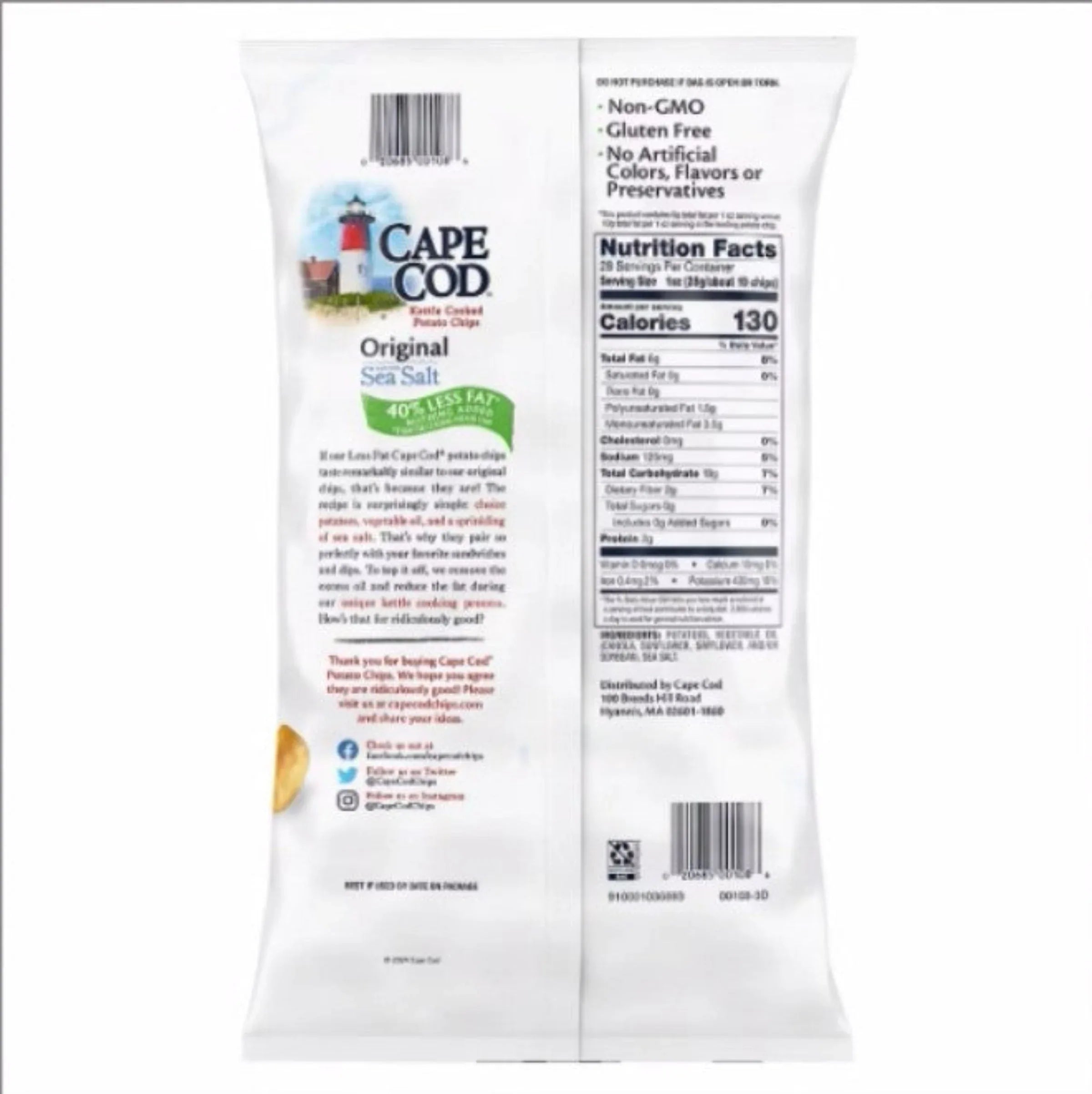 Cape Cod Less Fat Original Kettle Cooked Potato Chips, 28 oz. - USA MEGA SHOP