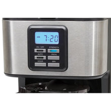 Capresso 12-cup coffee maker control panel with digital clock and buttons