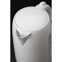 White electric water kettle lid and side control label detail