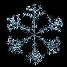 White LED snowflake decoration with branching arms and glittering light points