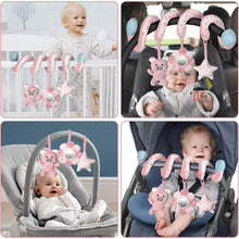 Pink piggy spiral plush toy for baby play, with pig plush and star rattle