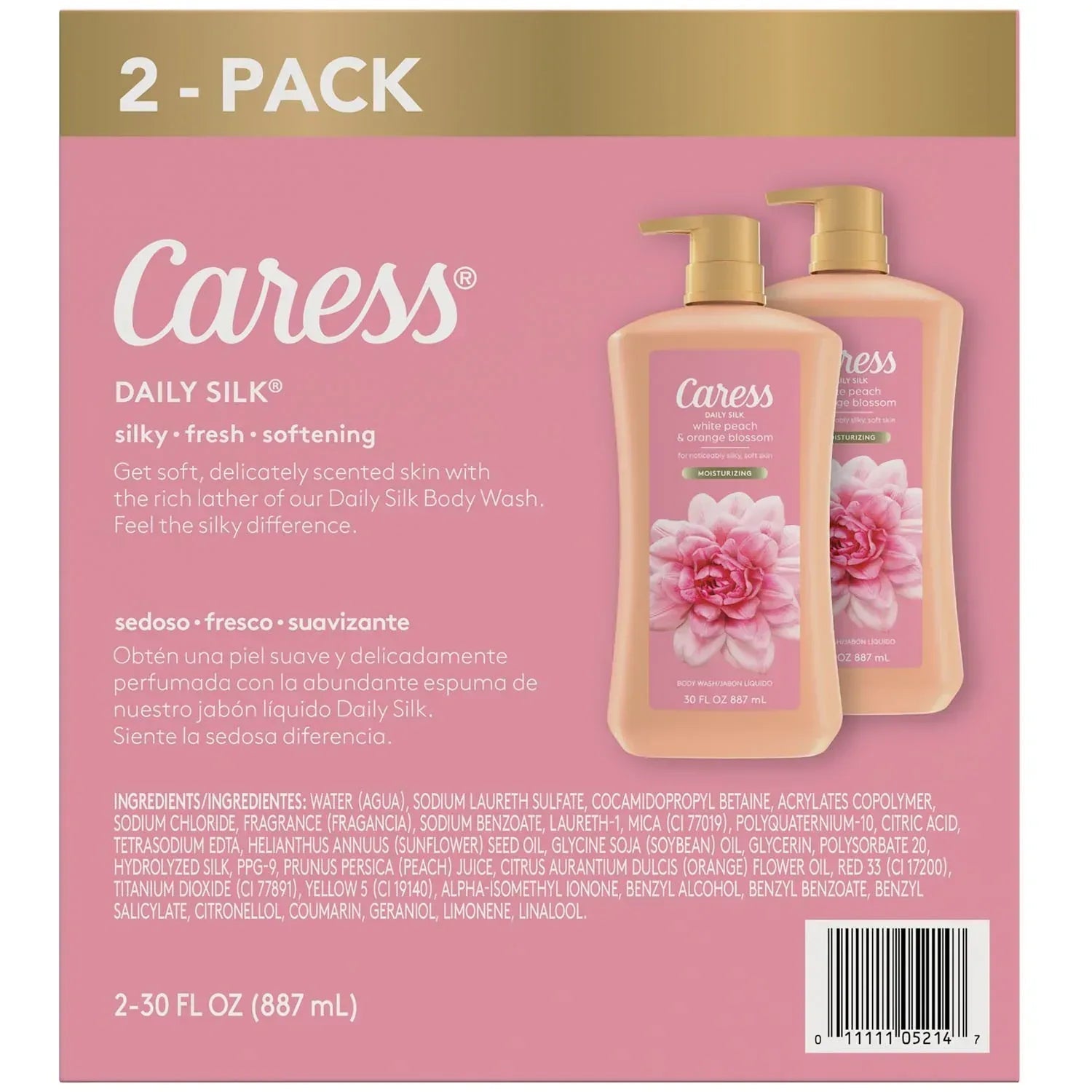 Caress Daily Silk Hydrating Body Wash, White Peach & Orange Blossom, 30 fl.