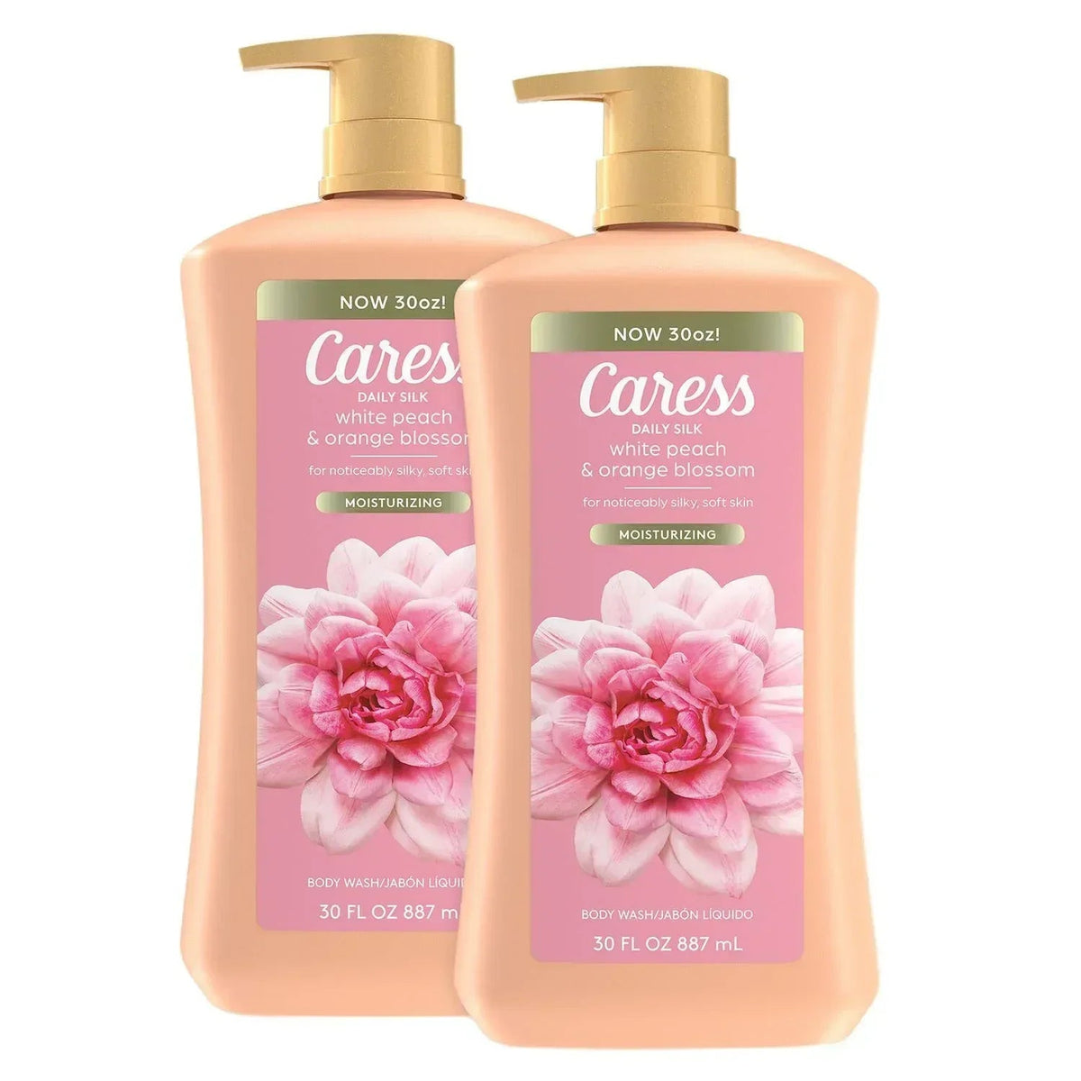 Caress Daily Silk Hydrating Body Wash, White Peach & Orange Blossom, 30 fl.