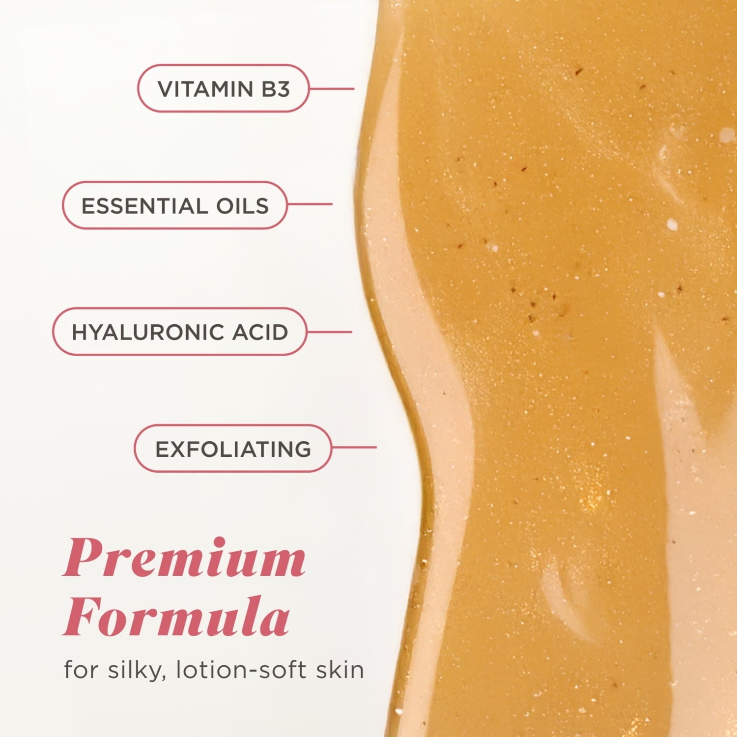 Caress Shea Butter & Brown Sugar Body Wash, Exfoliating & Moisturizing, Hyaluronic Acid, 30 oz