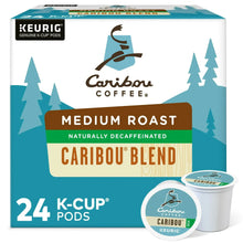 Caribou Blend medium roast decaf K-Cup pods box, 24-count