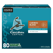 Caribou Blend K-Cup pod box, 80-count, teal packaging with Keurig logo
